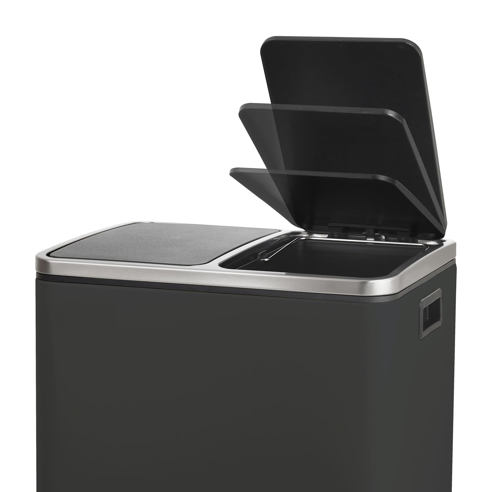 SVITA TM2X15 Treteimer 30 Liter Abfalleimer Mülleimer Design Mülltrennung Softclose-Deckel Pulverbeschichteter Stahl Schwarz