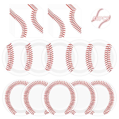 40 Pcs Baseball Plates and Napkins Sets - Baseball Party