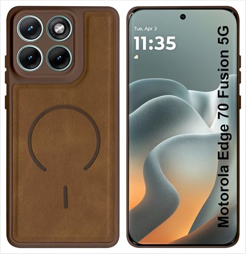 Image of SBMS Back Cover for Motorola Edge 70 Fusion 5G | Ultra Slim Soft Rubberised Hard Case | Oil Feel Soft Leather Back | Mag-Safe Design (Mag-Safe Not Support) | Camera Protection Edge 70 Fusion (Brown)
