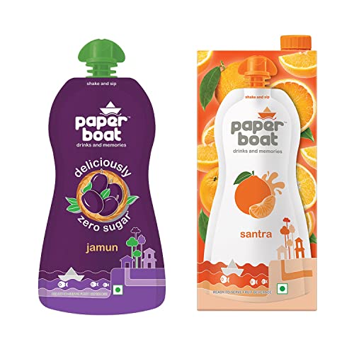 Image of Paper Boat Jamun Kala Khatta Juice, 200ml (Pack of 6) + Paper Boat Orange 1L (Pack of 2)