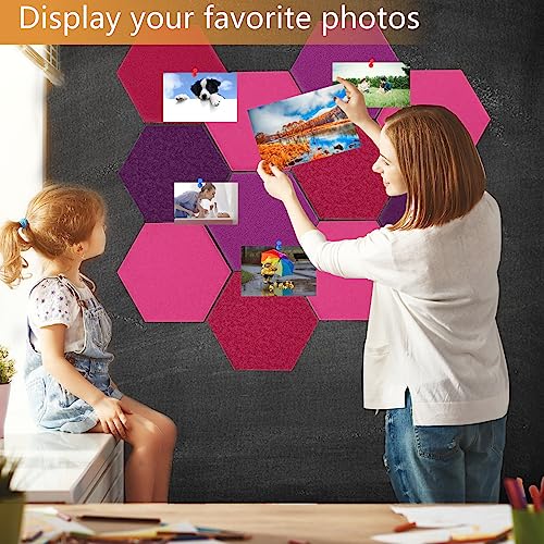 8Pcs Hexagon Felt Cork Board Tiles,Self Adhesive Felt Board Tiles Hexagon Bulletin Board,Pin Board Memo Board For Office School Home Wall Decor Stickers Memos Photos Display (Gradual Purple) #TOP5