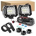 Nilight 2PC 4Inch Triple Row Led Light Pods 60W Flood Spot Combo 6000LM 2Pcs 6.5 Inch 120W Triple Row Light Bar Flood Spot Combo 12000LM Driving Boat Off Road Trucks Lights 2 Years Warranty (ZH042)