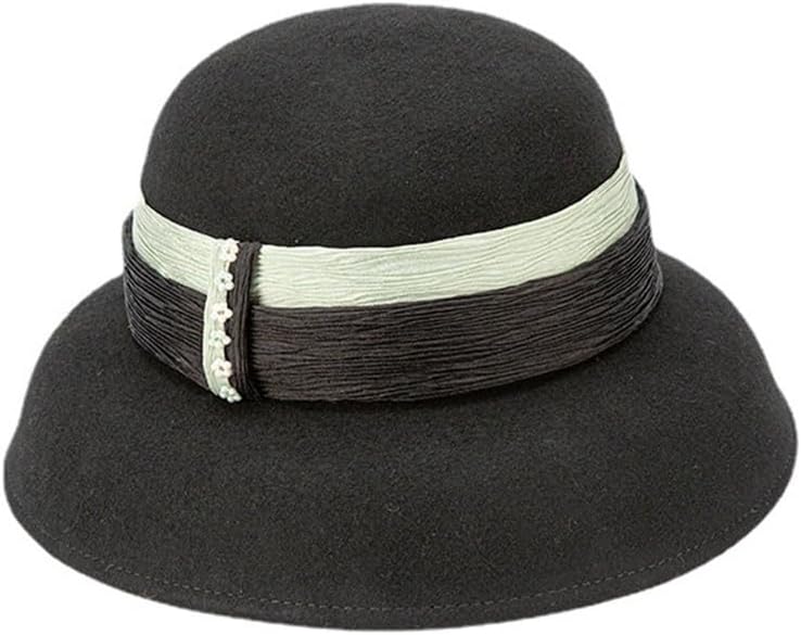 HBJWOV Autumn-Winter Hepburn Wind Wool Fisherman Hat Woman Elegant Vine Basin Hat Woman(D)