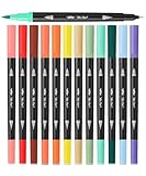 Mr. Pen- Dual Tip Brush Pens, 12 pcs, Assorted Color, Fine & Brush Tip Markers for Adult Coloring Markers for Adults