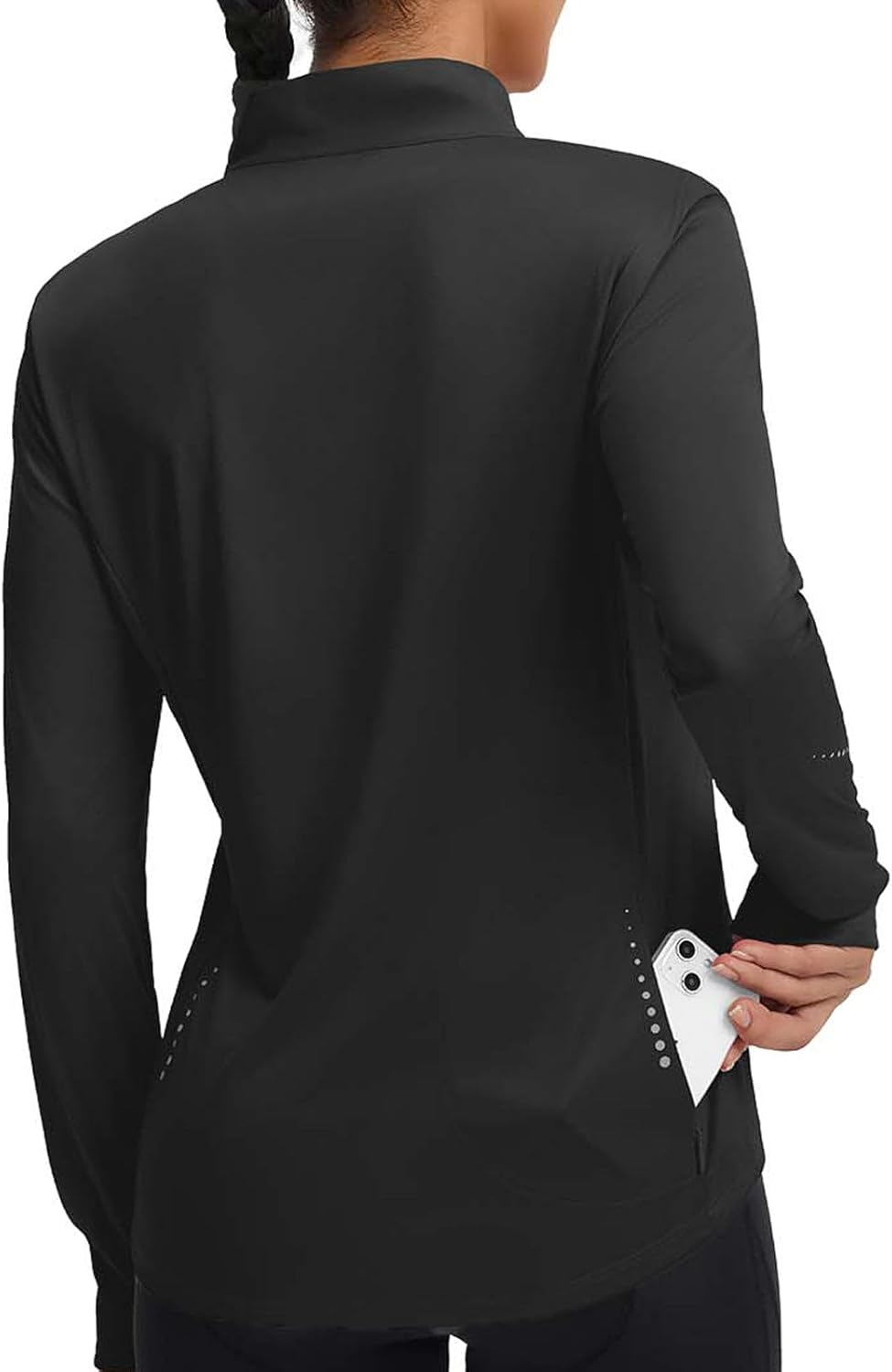 baleaf Women’s Long Sleeve Cycling Jersey Quarter Zip Workout Shirts Quick Dry Sun Protection Athletic Shirt Pockets