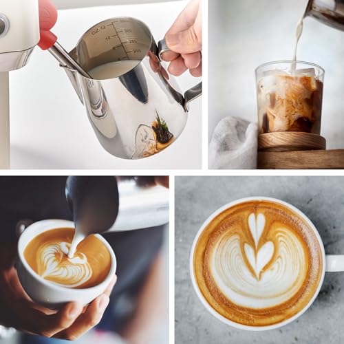 Image of Tuni Milk Frothing Pitcher, 12oz /350ml Stainless Steel Milk Jug Steaming Cup, Milk Coffee Cappuccino Latte Art Steam Creamer Frother Pitcher