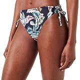 Bragas de bikini con estampado floral exótico y barras laterales fruncidas para un aspecto fresco y femenino.