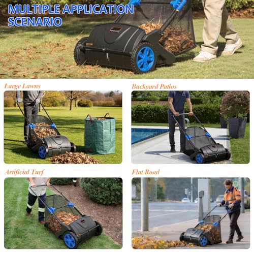 21 Inch Leaf & Lawn Sweeper – Push Powered Garden Sweeper for Grass Clippings, Leaves & Debris – Manual Push Yard Sweeper