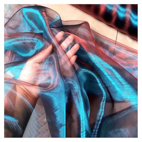 Iridescent Organza Fabric, Sapphire Blue, 5 m x 150 cm, Gradient Organza Lace Fabric, Magical, Shiny Fabric Ribbon, Colourful Transparent Fabrics for Sewing, Tulle Fabric, Decorative Fabric for DIY