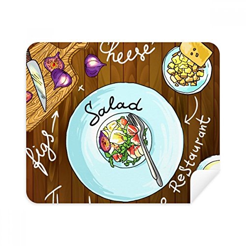 Salad Cheese Figs France Restaurant Cleaning Cloth Screen Cleaner 2pcs Suede Fabric