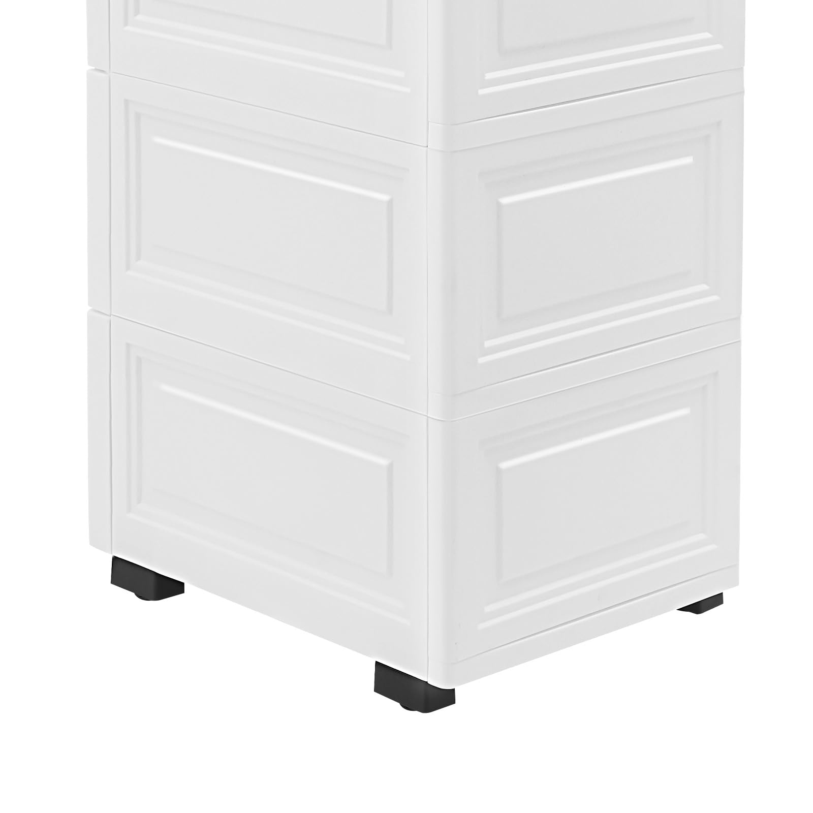 Cassettiera con cinque cassetti, cassettiera su ruote, 25 x 34 x 82 cm, credenza laterale, comodo sottile, impermeabile, colore bianco, per giocattoli per bambini, ufficio, soggiorno