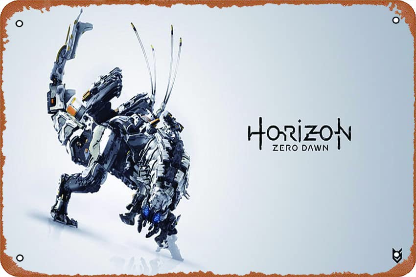 Horizon Zero Dawn, guerrilla games, abstract, backgrounds Metal Tin Sign Retro Wall Decor for Home Gate Garden Bars Restaurants Cafes Office Store Pubs Club Sign Gift 12 X 8 INCH Plaque Tin Sign