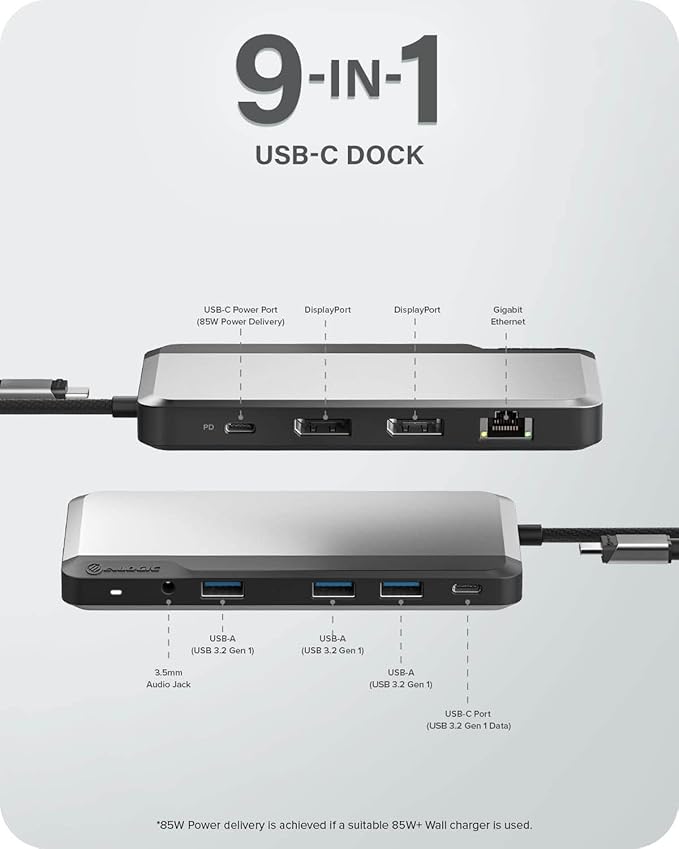 Dock ALOGIC USB-C Dual Display 1080p FHD con 85W Power Delivery, 9 Puertos miniatura 2
