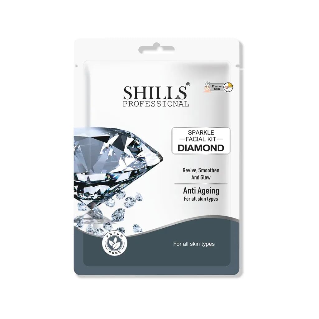 PRATHNA CREATION Shills Professional Diamond Facial Kit for Glowing & Radiant Skin | 6-Step Deep Cleansing, Brightening & Anti-Aging Kit | Pore Tightening, Oil Control & Skin Rejuvenation for Women & Men | Home Spa Facial