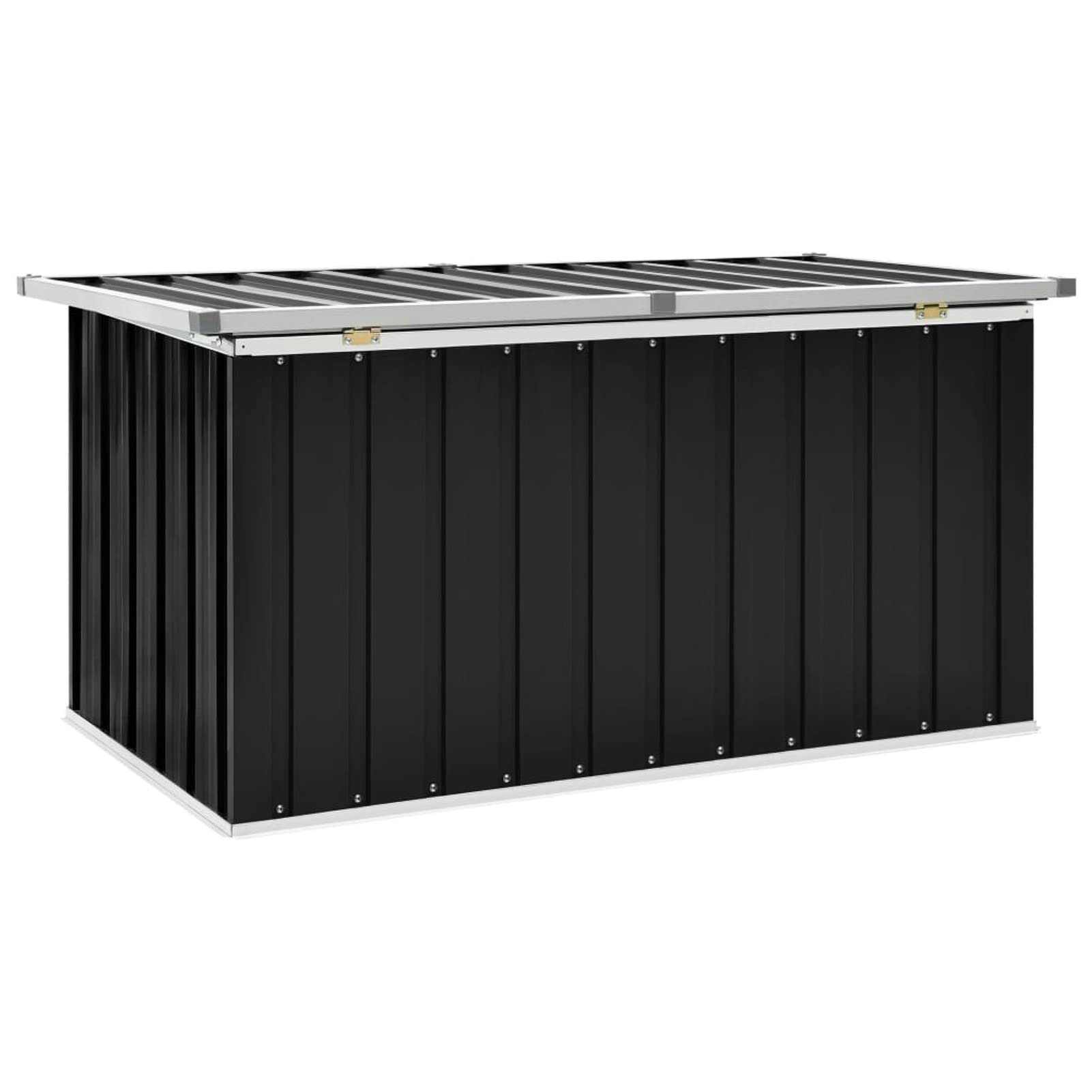 IKAYAA Gartenbox aus Metall Groß Garten Auflagenbox XXL Garten Aufbewahrungsbox Gartenbox Kissenbox Gerätebox Gartentruhe für Gartengeräten Poolzubehör Spielzeug 129 x 67 x 65 cm Anthrazit
