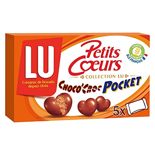LU PETITS COEURS - Petits Coeurs Choco Croc Pocket - Biscuits au Chocolat Craquants et Fondants - 180g - Lot De 4 - Vendu Par Lot