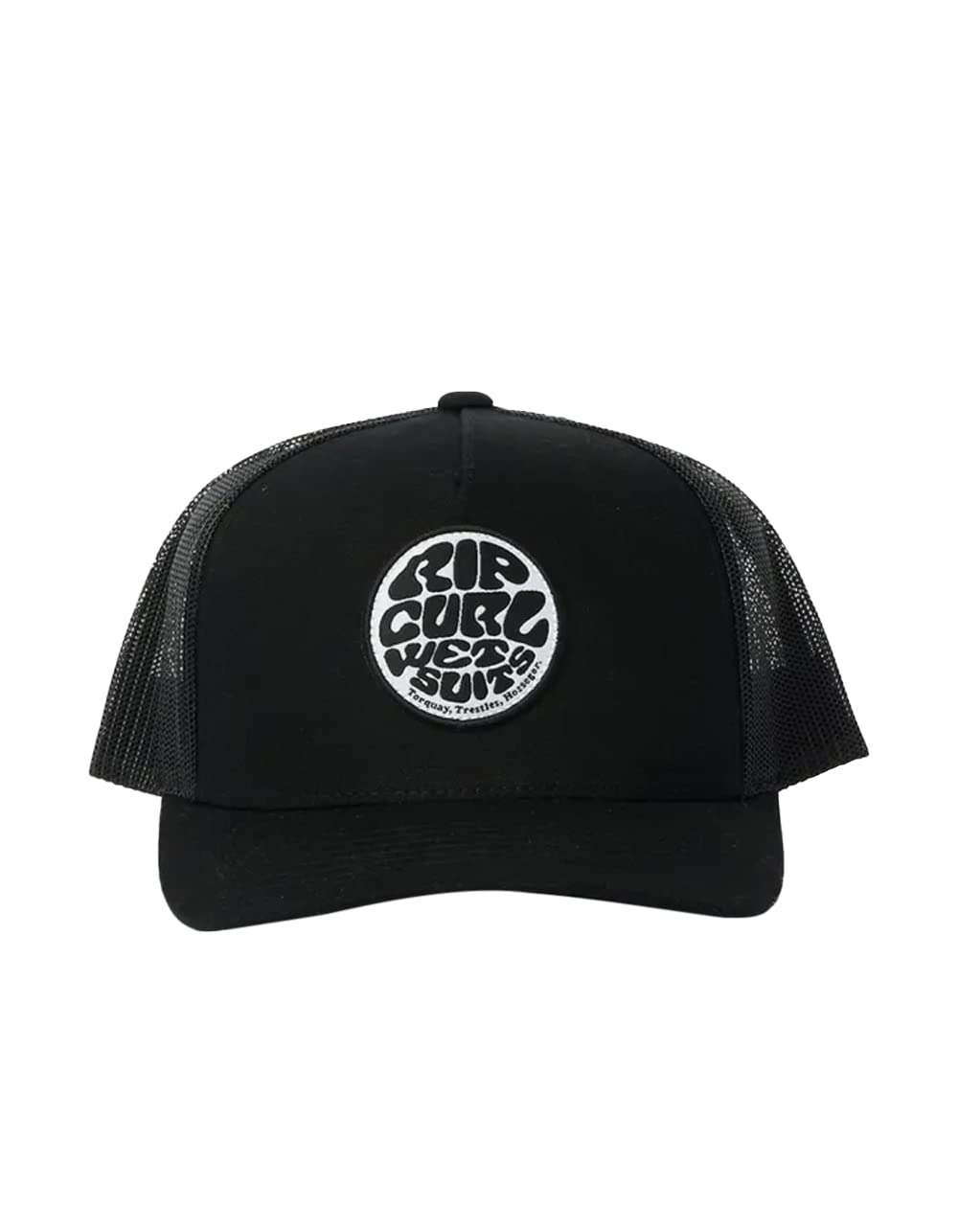Rip Curl Men's Black White Icons Eco Wetty Black Snapback Mesh Trucker Cap Hat