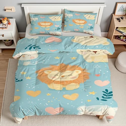 Housse de couette 200x200 lion en microfibre douce avec fermeture éclair intégrée - 4