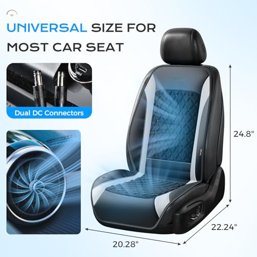Image of Coverado 8 Cooling Fans Car Seat Cover, 2026 New Upgrade 12V-24V Ventilated Cushion, Cool Protector for Car SUV Pickup Universal Fit, Jet Black