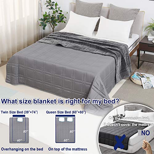 OMYSTYLE Double-Sided 15lb Weighted Blanket(60 X 80 Inches, Twin Size), Reversible Weighted Blanket for Adult with Warm Short Plush and Cool Tencel Fabric, All Season Use - Bonus Carry Bag Included