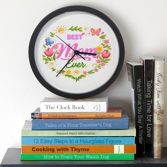 CafePress Best Mom Ever Floral Spring Mother's Day Design 10" Wall Clock for Livingroom, Kitchen, or Office