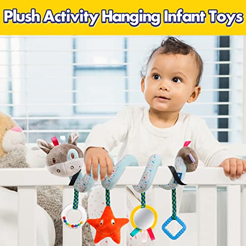 Image of GKDOMS Baby Car Seat Toys Activity Stroller Toy for Boys Girls 0 3 6 9 10 12 Months, Spiral Hanging Plush Toys, Baby Shower Thank You Gifts