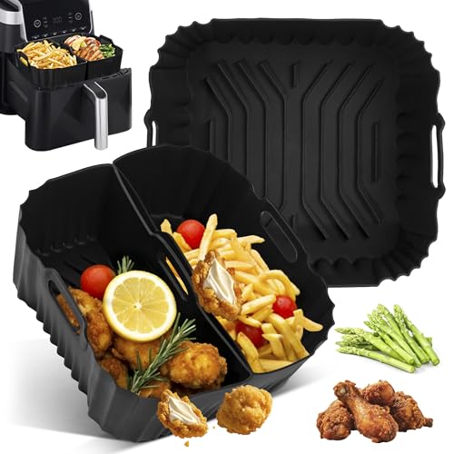 Pietuley Molde Silicona Freidora de Aire Para Cosori 4,7L/5,5L/6L/6,4L, Accesorios Airfryer para Cecotec 5L/5,5L/6L, Recipiente Air Fryer para Russell Hobbs XXL 8L/8,3L & Philips 6,2L& Ninja 6,2L