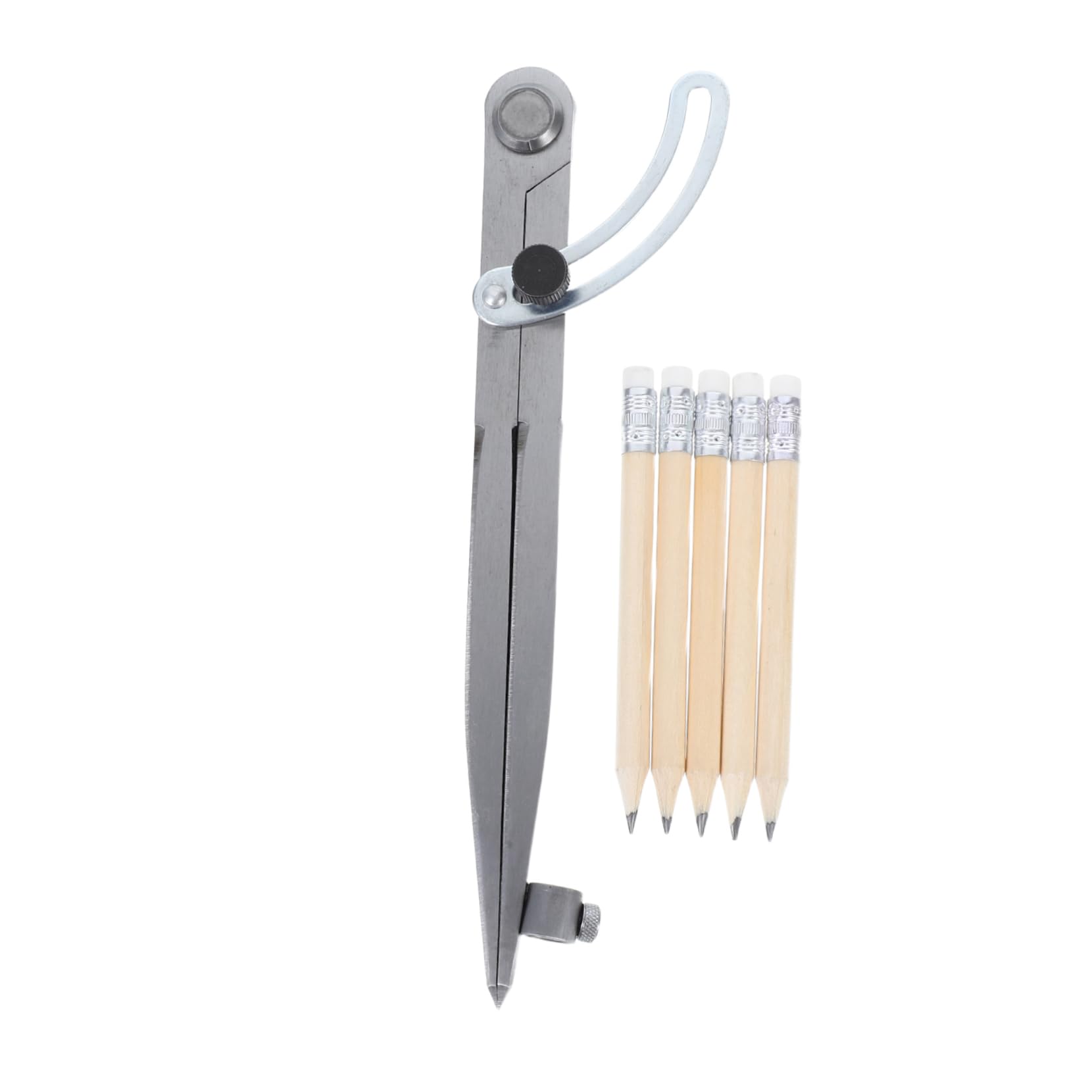 Compasso con Bracci in Acciaio al Carbonio con Porta Matita | Set da 1 Pezzo con 5 Matite, per Disegno Geometrico e Tecnico, Uso Architettonico