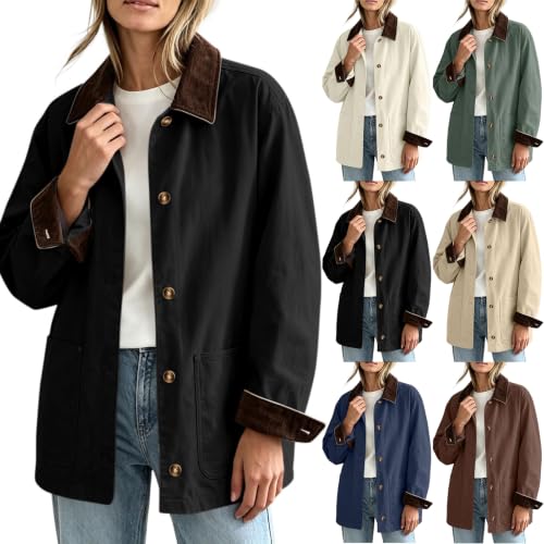 Light Jackets for Women Baggy Button Fleece Vintage Jacket with Pockets - image 1