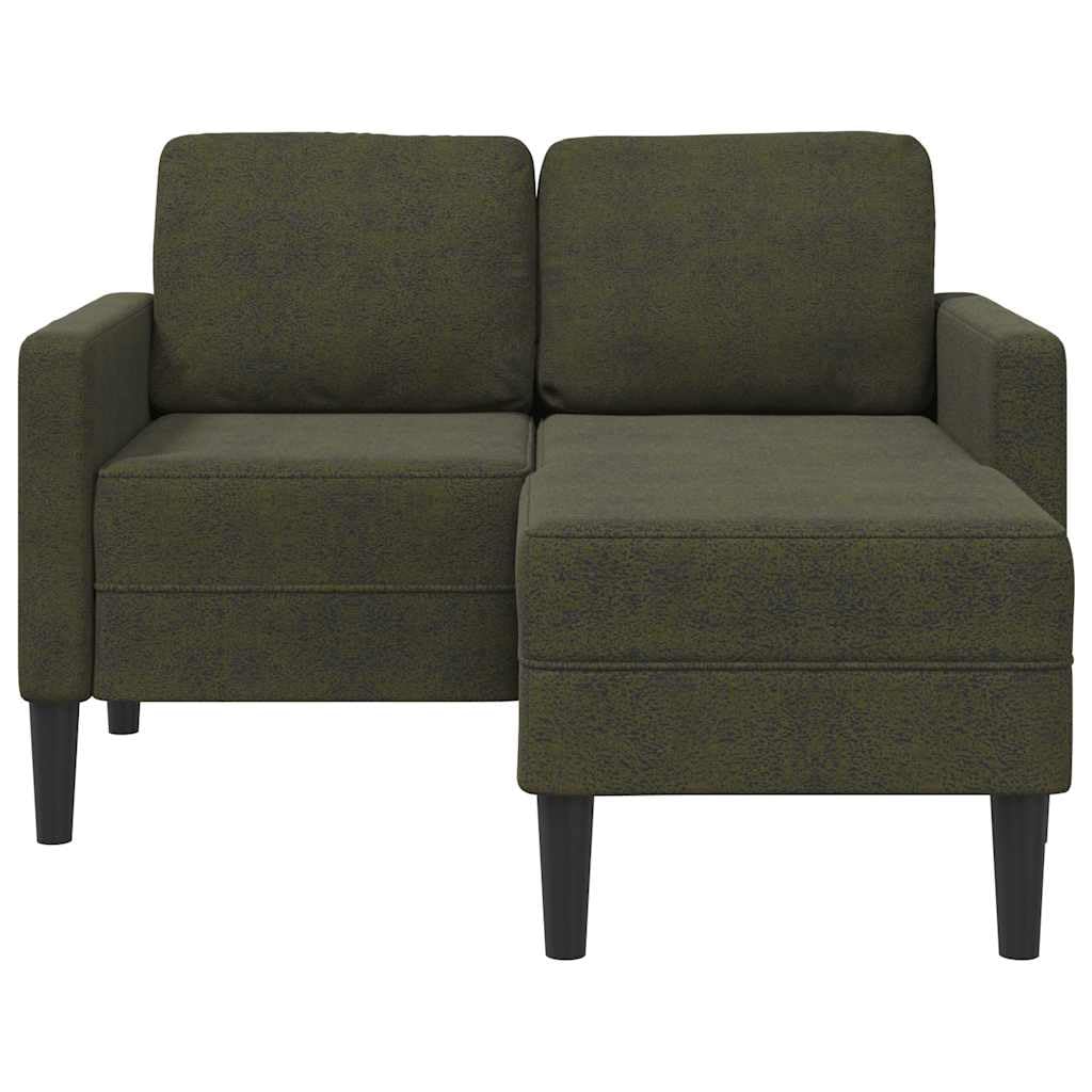 2-częściowa sofa z szezlongiem w kształcie litery L, zieleń wojskowa, 125 cm, sztuczna skóra, narożnik, zestaw wypoczynkowy z miejscem do przechowywania, stabilna rama, łatwy w pielęgnacji
