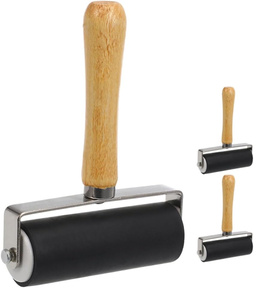 Tofficu 3pcs Professional Roller Printmaking Ink Applicator and Brayers for Stamping Embossing and Crafting Projects