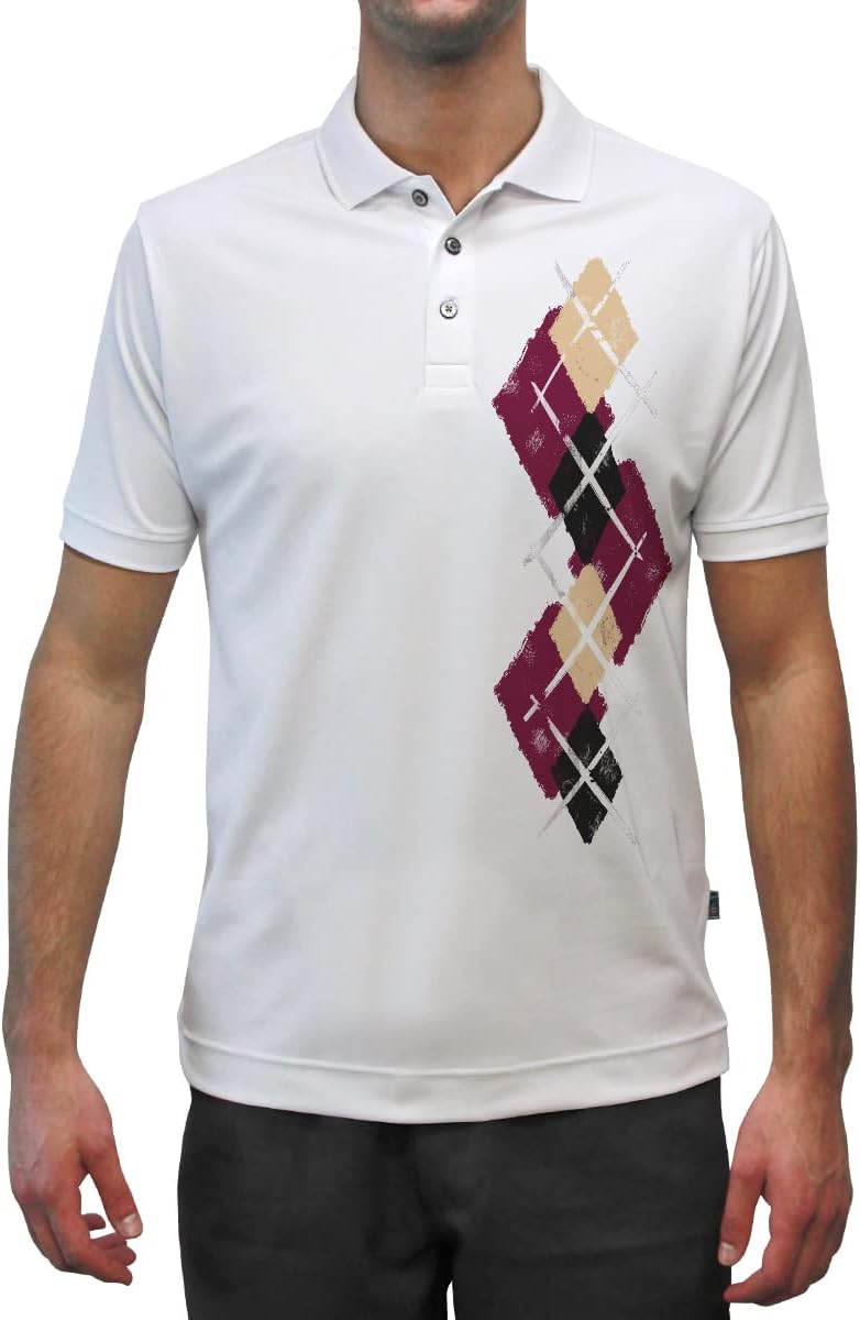 Dry Fit Short Sleeve Graphic Golf Polo Shirt for Men, Great for Sports and All Outdoor Activities - Argyle Paradise (4A-4Z)