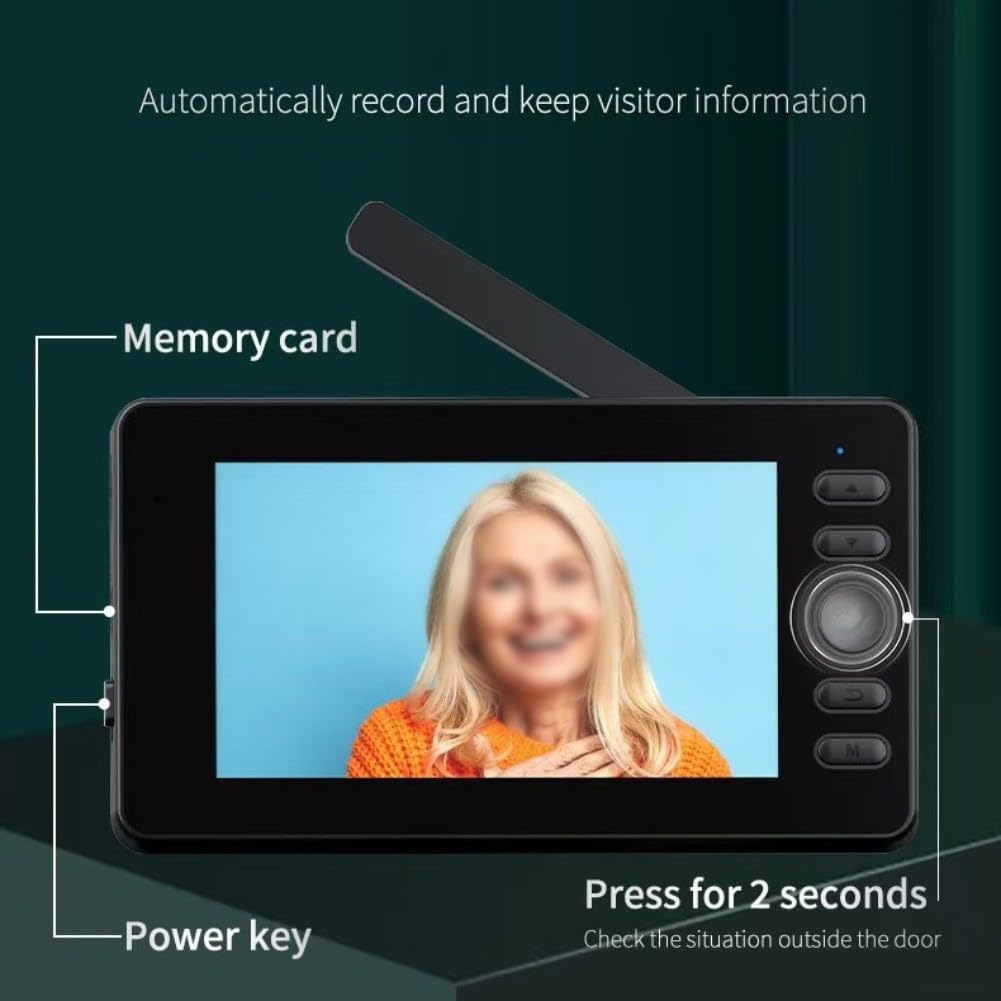 Videocitofono wireless intelligente con ampio display da 4,3 pollici, visione grandangolare a 170 gradi, visione a infrarossi e acquisizione automatica di immagini e video a due vie