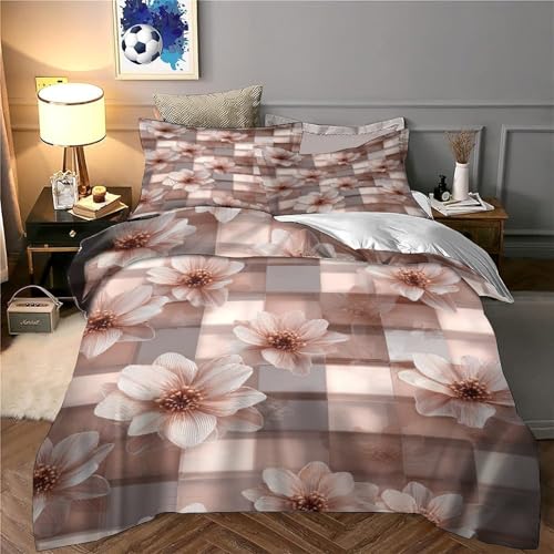 Housse de couette microfibre 220x240 effet 3D parure de lit légère