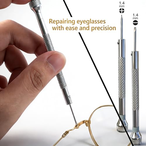 image for PFDHQS Gold Eyeglass Repair Kit with 18 Sizes Gold-Plated Screws, 1.4m
