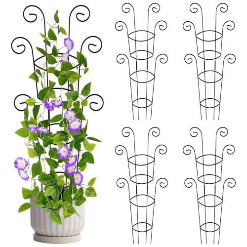 QIAOKAIYAN 4 Pack 30 Inch Tall Metal Plant Trellis for Climbing Plants Indoor - Rustproof Garden...