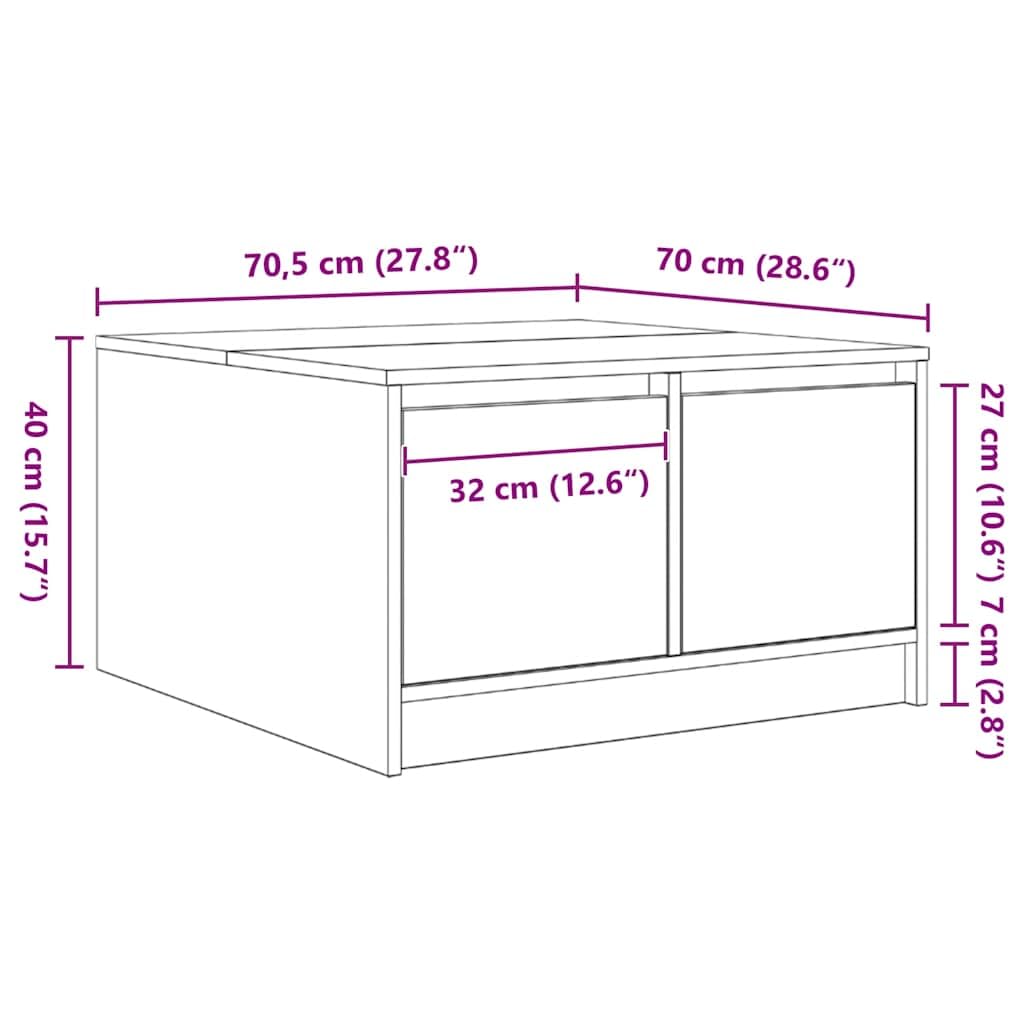 vidaXL Couchtisch mit Schubladen Sonoma-Eiche 70,5x70x40 cm