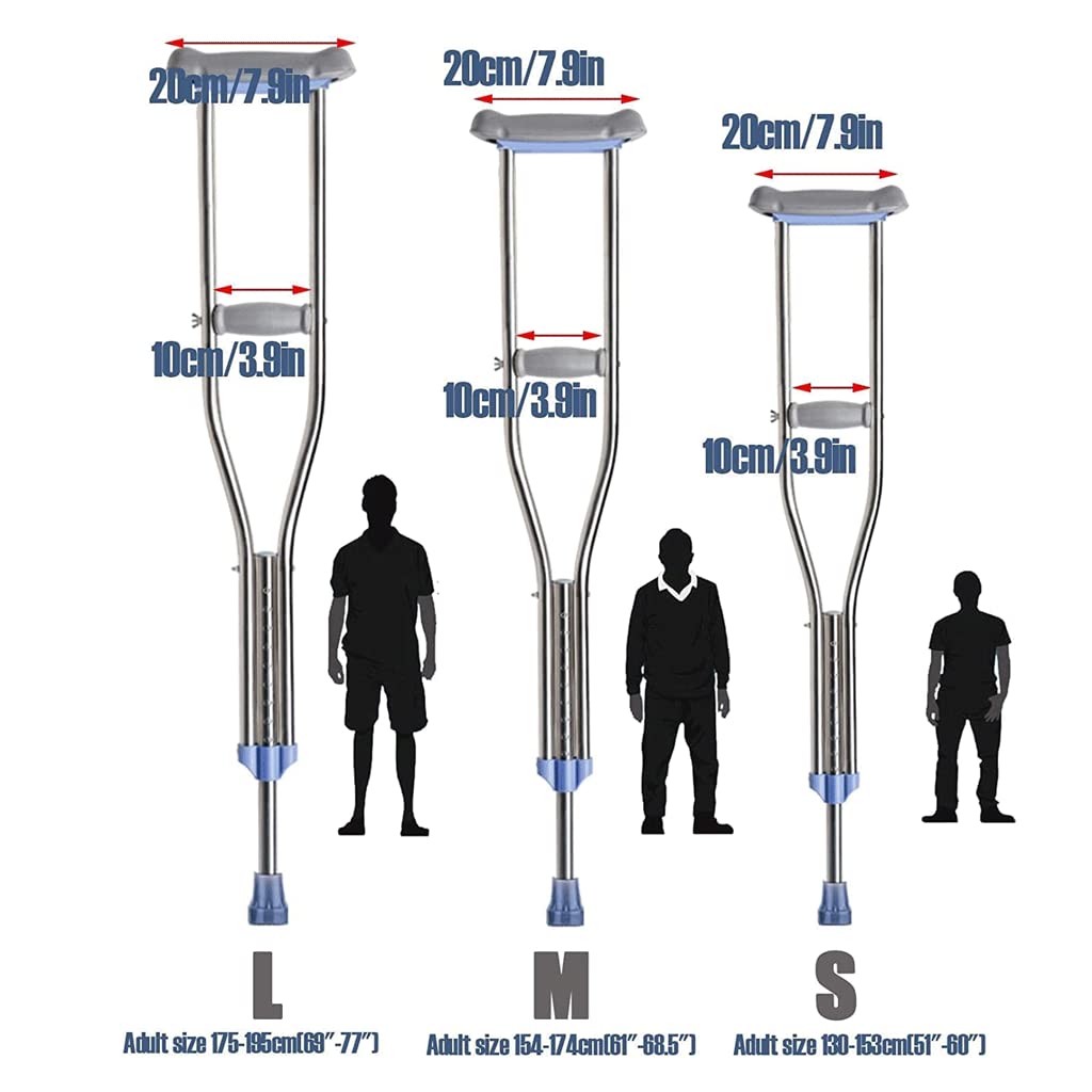 EKBBBYE Adult Underarm Crutches Lightweight Aluminum Height Adjustable Canes Canes Walking Canes 1 Pair Walker Independence