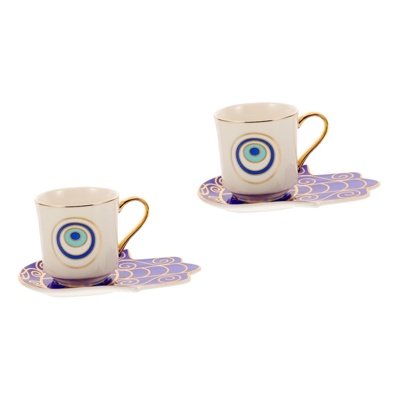 SHOWERORO 2 Juegos De Tazas De Café Tazas De Té De Cerámica Con Platillo Elegantes Y Fáciles De Limpiar Sin Cerámica.
