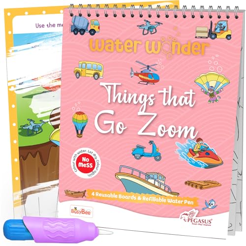 Image of Reusable Magic Water Coloring Book For Kids, Educational Fun Time for Kids, Mess-Free Art with Quick Dry Technology (Vehicles Theme | 4 Reusable Coloring & Activity Boards | 1 Refillable Water Pen)