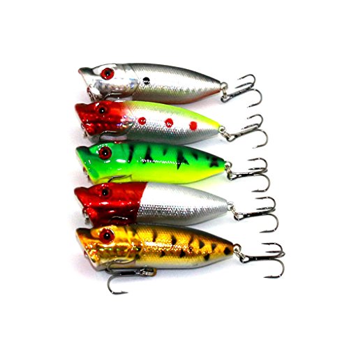 Gankmachine 5PCS/Set Fishing Hook Lure Saltwater Minnow Fish Lure Colorful Salmon Bass Trout Artificial Bait Tackle