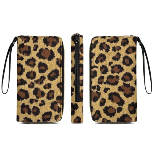 Women's Travel Zipper Purse Fashion Design, Huge Storage Capacity Purse, Cute Decor Wallet, Long PU Wallet With Rope Leopard Cheetah Print3