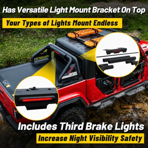 Image of MONOKING Roll Bar for Full Size Truck with Brake Light, Adjustable Chase Rack Sports Bar for 2007-2026 F150 F250 F350 Raptor Lightning Silverado /GMC Sierra /Ram 1500 2500 3500 Tundra Titan Pickup
