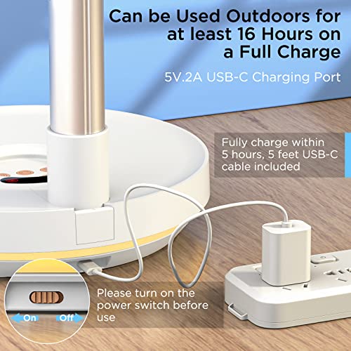 Primevolve 10 Inch Oscillating Fan, Battery Operated Fan Adjustable Height, Usb Rechargeable Home Office Outdoor Camping Tent Travel, White #TOP3