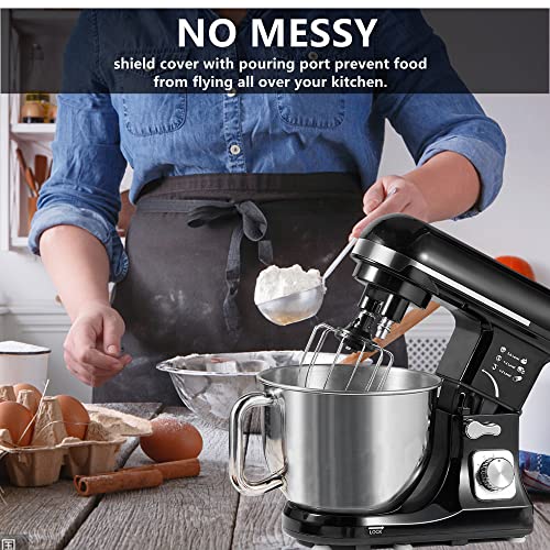 Küchenmaschine Doppelter Knethaken, Knetmaschine Knet- und Rührfunktion, 5L Edelstahlschüssel, 1000W Multifunktional… – Bild 5