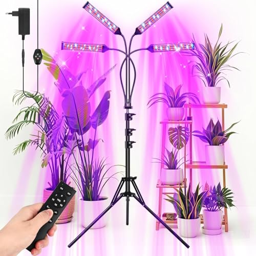 Pflanzenlampe LED Vollspektrum 4 Köpfe Grow Light 3 Lichter Modi und 9 Arten von Helligkeit Wachstumslampen Pflanzenleuchte Pflanzenlicht LED mit Zeitschaltuhr 3/9/12 Std Höhenverstellbare (A) Pflanzenlampe LED Vollspektrum 4 Köpfe Grow Light 3 Lichter Modi und 9 Arten von Helligkeit Wachstumslampen Pflanzenleuchte Pflanzenlicht LED mit Zeitschaltuhr 3/9/12 Std Höhenverstellbare (A)