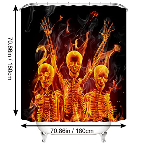 TOENIO 4-teiliges Halloween-Duschvorhang-Set mit 12 Haken, Wasserdichter Badewannenvorhang mit U-Teppich, Toilettendeckelbezug, Badematte, 70 x 70 Zoll Horror Badezimmer Vorhänge Dekoration,E – Bild 4