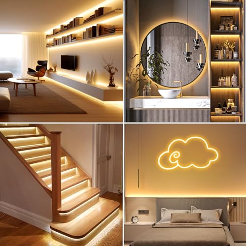 Image of CCILAND 33Ft LED Neon Rope Lights, 1200 LED Neon Lights Outdoor Dimmable Waterproof, Silicone Flexible DIY LED Strip Lights for Gaming Bedroom Outdoor Decor (Warm White)