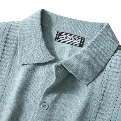 Men's Button Down Sweaters Vintage Long Sleeve Mock Neck Polo Sweater Casual Beach Knitted Tops 2025 Fall Winter Knit4