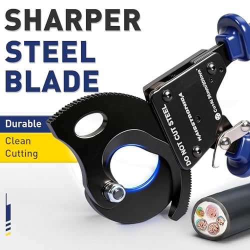 Image of haisstronica Ratchet Cable Cutters,Heavy Duty Wire Cutters for Cutting Electrical Copper & Aluminum Cable Wire Up to 300mm(600 Kcmil)